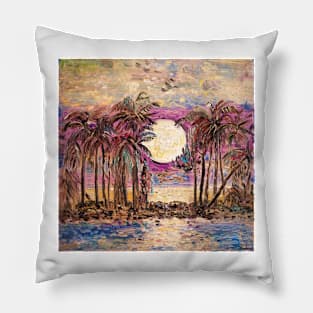 Moonlit Night On The Mediterranean Sea Pillow