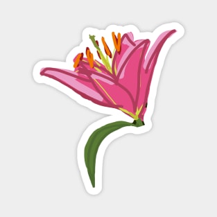 Stargazer Lily Flower Digital Painting Magnet