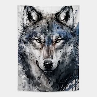 Wolf Portrait Animal Painting Wildlife Outdoors Adventure Tapestry