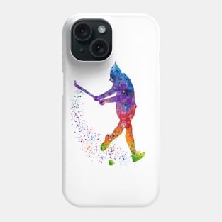 Field Hockey Girl Watercolor Silhouette Phone Case