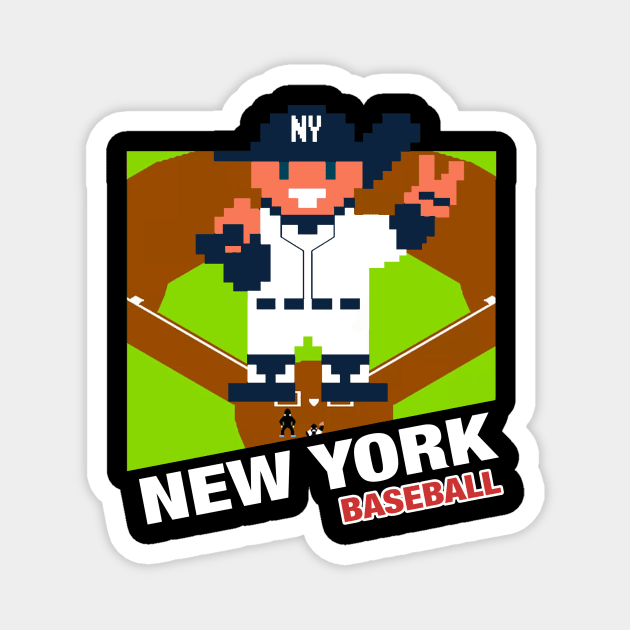 New York Baseball 8 bit pixel art cartridge design Magnet by MulletHappens