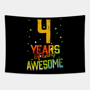 4th Anniversary Gift Vintage Retro 04 Years Of Being Awesome Gifts Funny 4 Years Birndday Girl Boys Kids Tapestry