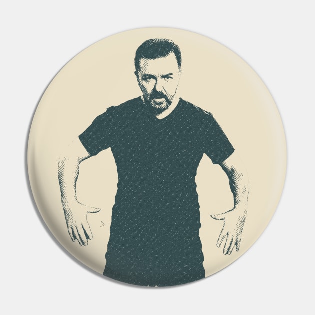 Comedy Legend  Ricky Gervais Portrait Pin by TeeTrendz