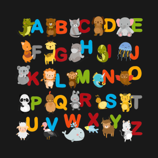 Alphabet Animal Learning ABC Cute Kids Educational Urial NEW T-Shirt