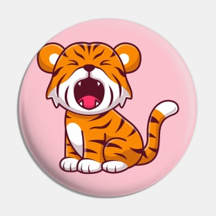 Cute Tiger Roaring Cartoon Pin