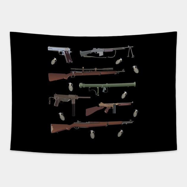 American WW2 Weapons Tapestry by NorseTech