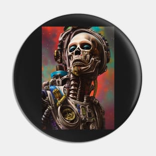 Skeleton Astronaut | Space Skull | Dystopian Art | Skull Astronaut Artwork | Fantasy Astronaut Skull Pin