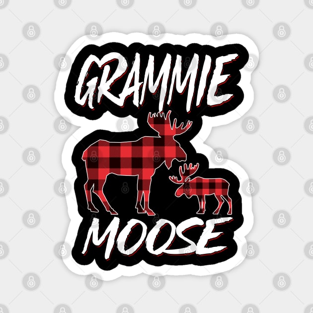 Red Plaid Grammie Moose Matching Family Pajama Christmas Gift Magnet by intelus