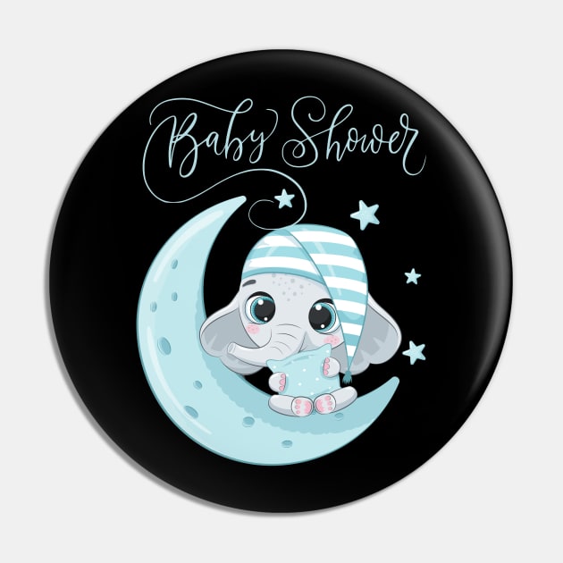 Baby shower Mommy to be Hello little One Sweet little elephant on a moon in pajamas cute baby outfit Pin by BoogieCreates