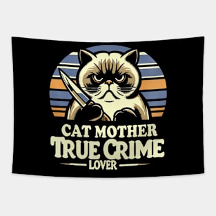 Cat Mother True Crime Lover Retro True Crime And Cats Tapestry