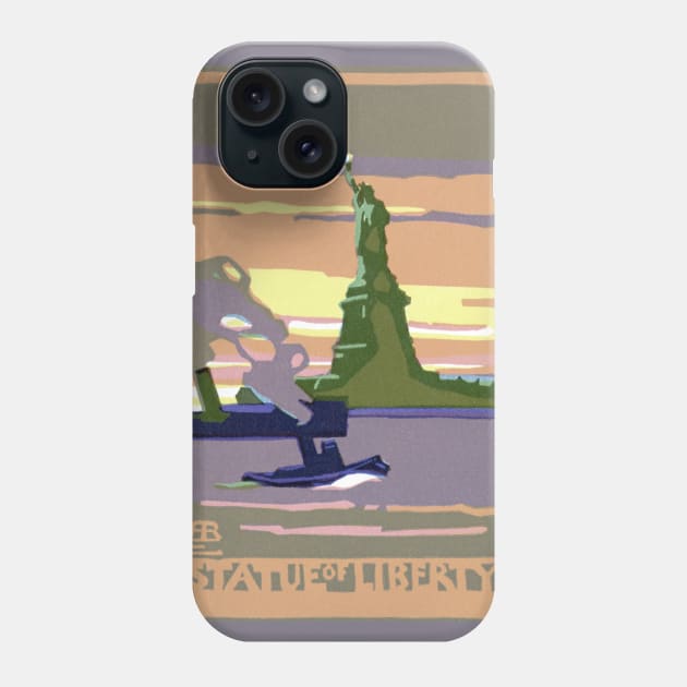 Vintage Travel Poster, Statue of Liberty Phone Case by MasterpieceCafe