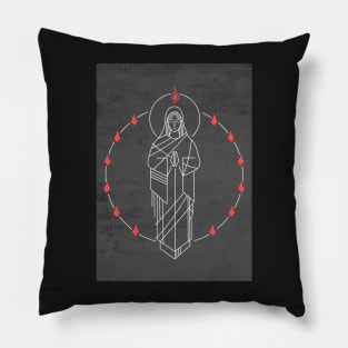 Illustration of Virgin Mary and Holy Spirit at Pentecost Pillow