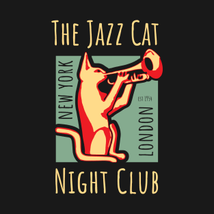 Vintage Jazz Club Poster with Jazz Cat T-Shirt