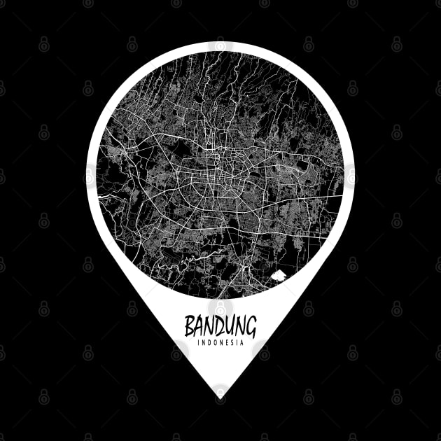 Bandung, Indonesia City Map - Travel Pin by deMAP Studio