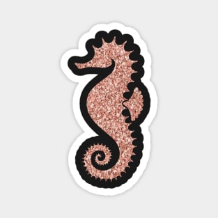 Rose Gold Faux Glitter Seahorse Magnet