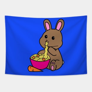 Chibi Bunny Eating Carrot Ramen Tapestry