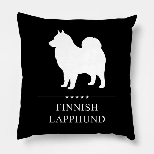 Finnish Lapphund Dog White Silhouette Pillow by millersye