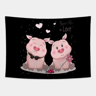 you me love pig Tapestry