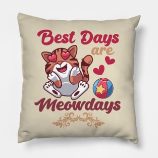 Best Days Are Meowdays Cute Heart Eyes Cat Pillow