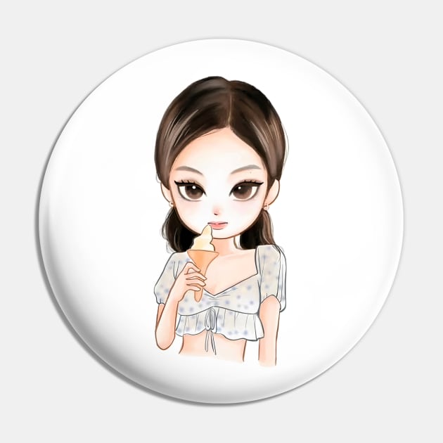 Blackpink Jennie Ice-cream T-shirt Pin by chongmingnomi