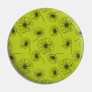 Poppies Pattern in Peridot Birthstone Color Pin