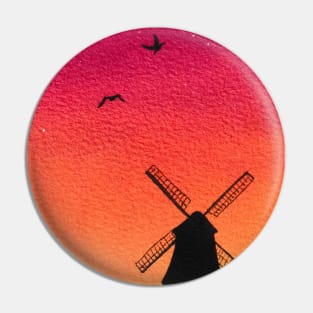 Windmill sunset Pin