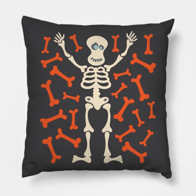 MR. SPOOKY CUTE FRIENDLY SKELETON Halloween Bones - UnBlink Studio by Jackie Tahara Pillow by UnBlink Studio by Jackie Tahara