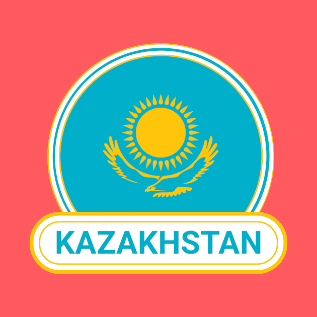 Kazakhstan Country Badge - Kazakhstan Flag by Yesteeyear