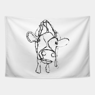 Cow illustration in black and white Tapestry