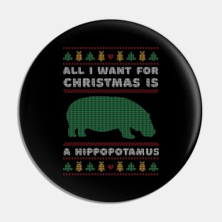 Funny Hippo Ugly Christmas Sweater Pin