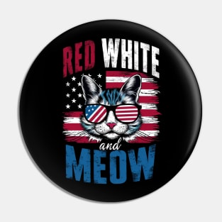 Red White And meow american flag Pin