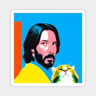 Keanu Reeves and cat Magnet