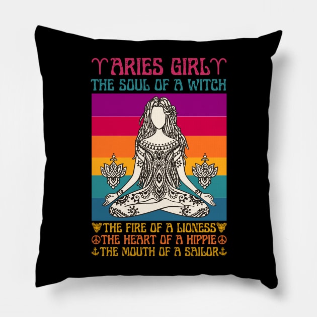 Aries Girl Facts Aries Girl Astrology Sign Pillow by JustBeSatisfied