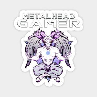 Metalhead Gamer Baphomet Meditate White Magnet