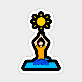 Pretty cartoon yoga woman spiritual pose Magnet