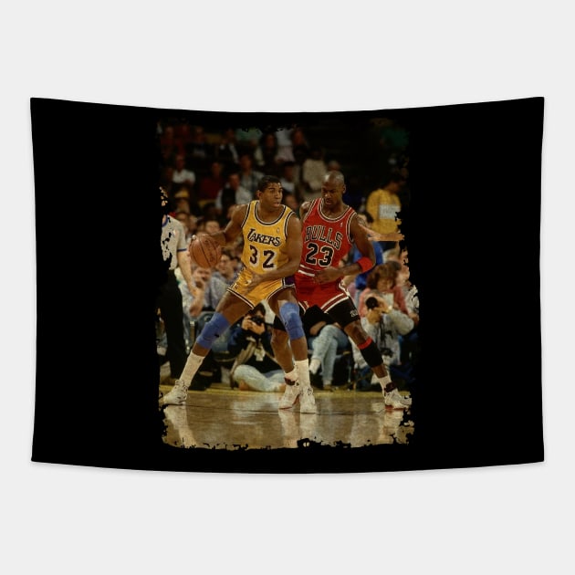 GOAT #32 vs GOAT #23 Tapestry by Omeshshopart