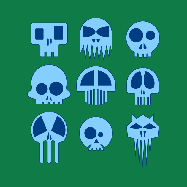 Nine Blue Skulls by Bongonation