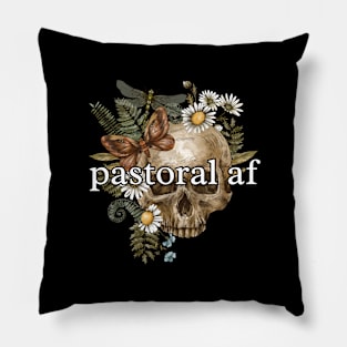 pastoral af with skull, butterflies, and flowers Pillow