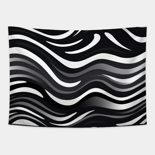 Monochrome Waves: Modern Abstract Ebb and Flow Tapestry by star trek fanart and more