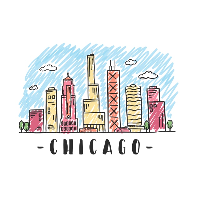 Chicago Watercolor Skyline by LR_Collections