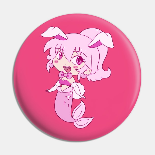 Pink Bunny Girl Mermaid Pin by saradaboru