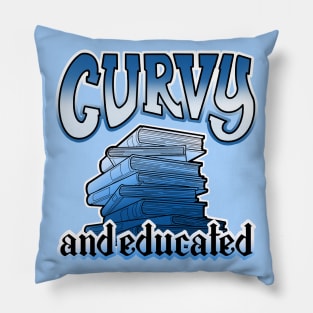 Curvy and educated, stack of blue books Pillow