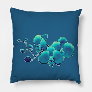 aqua orchid flowers Pillow