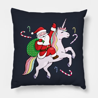 Santa Riding a Unicorn Pillow