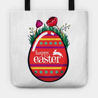 Happy Easter day. Red Easter Egg Tote