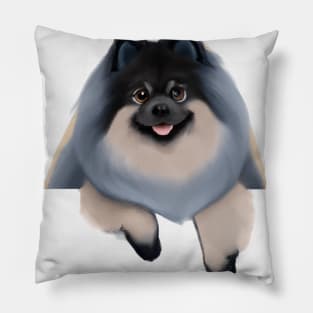 Cute Keeshond Drawing Pillow