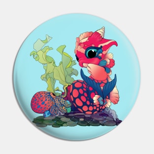 Baby Water Dragon With a Little Cephalopod Pin