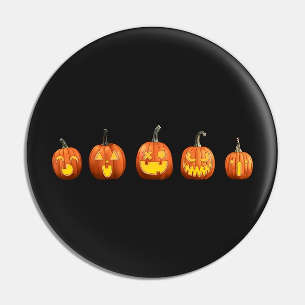 Five Jack 'O Lanterns (Black) Pin by ziafrazier