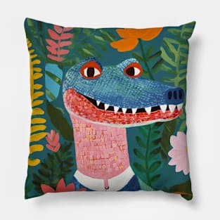 Crocodile and flowers Pillow