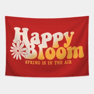 Happy Bloom Flower Typography Tapestry